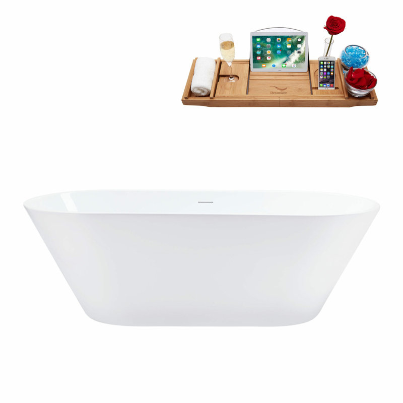 70'' x 31.5'' Freestanding Soaking Acrylic Bathtub, Matte Black