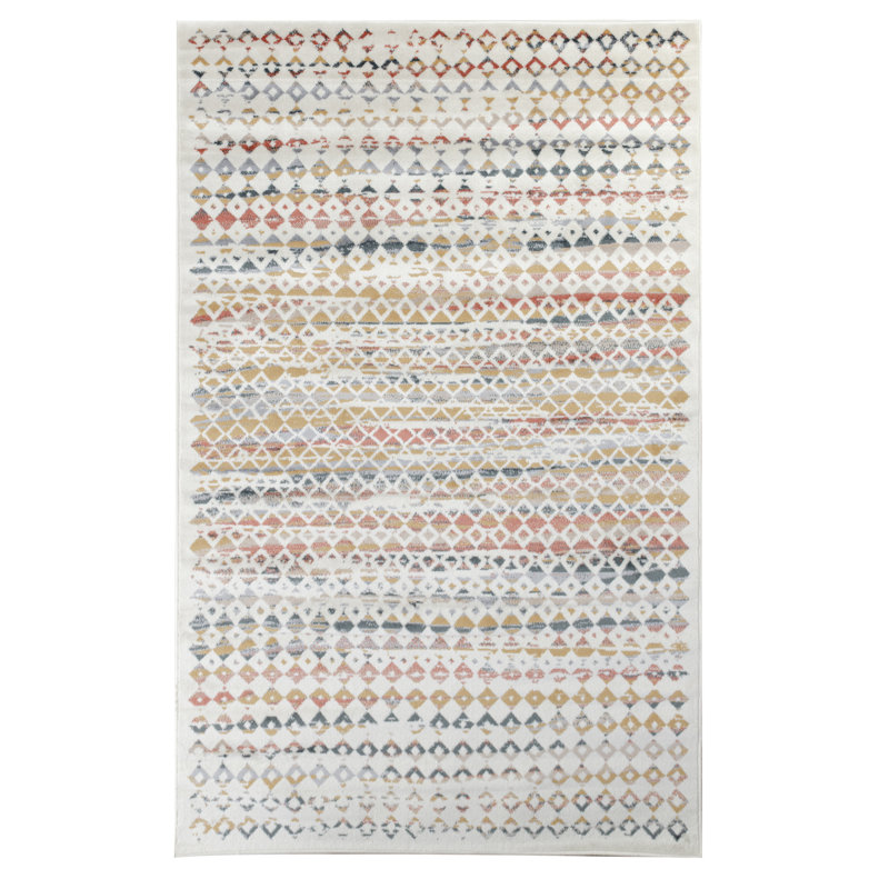 Jabriah Abstract Geometric Diamonds Polypropylene Indoor Area Rug with Jute Backing, Rectangle 4' x 6'