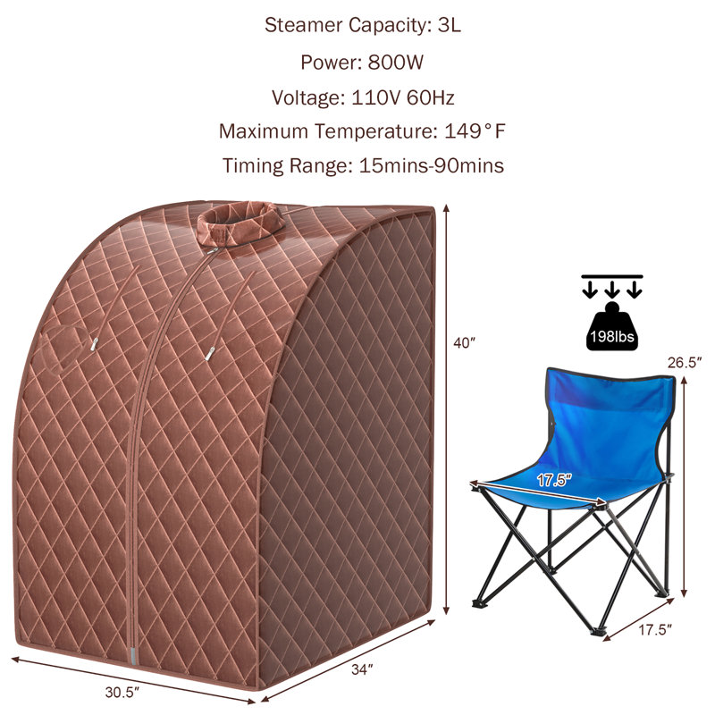 Sauna à vapeur traditionnel avec télécommande Costway, Café