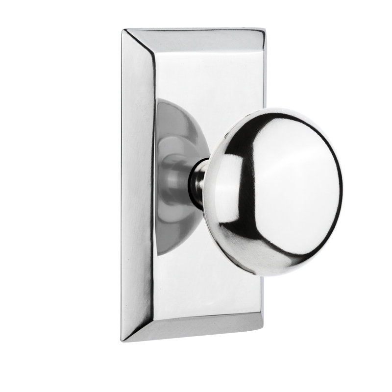 Plaque Studio avec bouton de porte New York, Chrome brillant