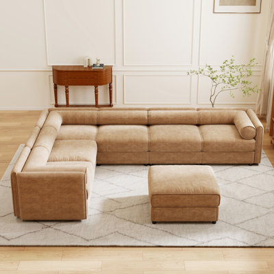 Canapé modulaire moderne 6 pièces avec rangement en chenille de chameau doux de style contemporain Cylindrica pour le salon