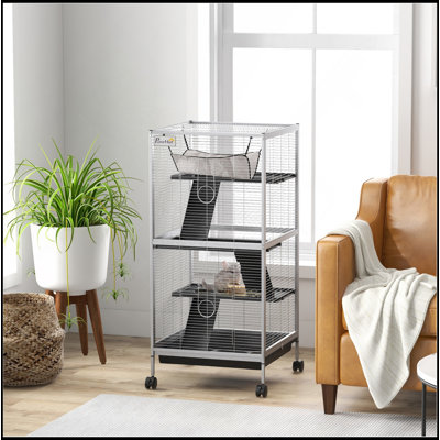 Cage en métal pour petits animaux, grande cage de furet, cage Chinchilla, cage à sucre, avec hamac et 4 niveaux, plateau amovible