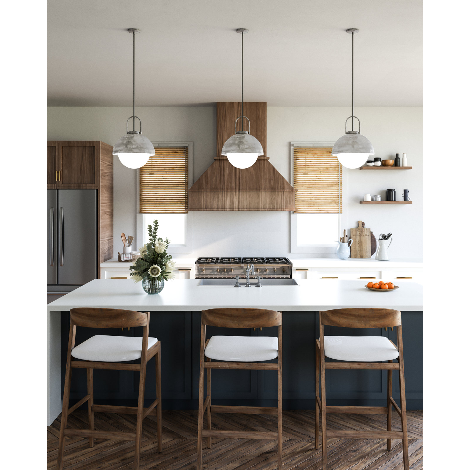 Navarre Single Light Glass Pendant, Steel