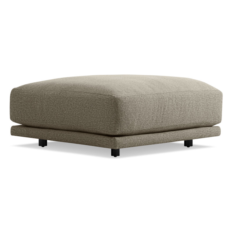 Sunday Upholstered Ottoman, Sanford Black Crossweave