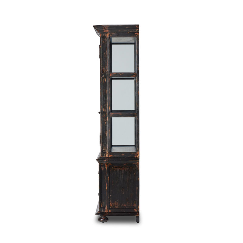 Loami China Cabinet, Distressed Burnt Black Veneer