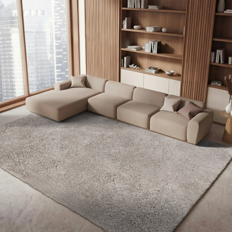 Pihu Shag Hand Tufted Performance Solid Color Rug, Rectangle 8' x 10'