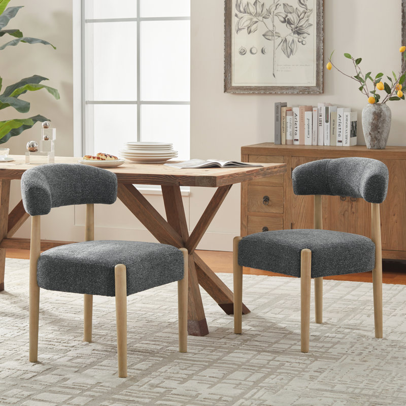 19.1'' H Upholstered Side Dining Chair (Set Of 2), Black/Brown