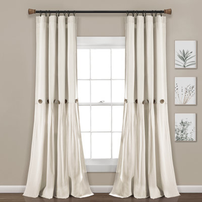 Lush Decor Linen Button Semi-Sheer Single Curtain Panel