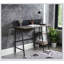 Bureau en chêne rustique et noir avec base en métal durable et rangement à 2 niveaux pour la maison ou le bureau