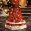 Lampadaire de décoration de Noël 60 po avec DEL blanc chaud et nœud rouge pré-éclairé, vin rouge
