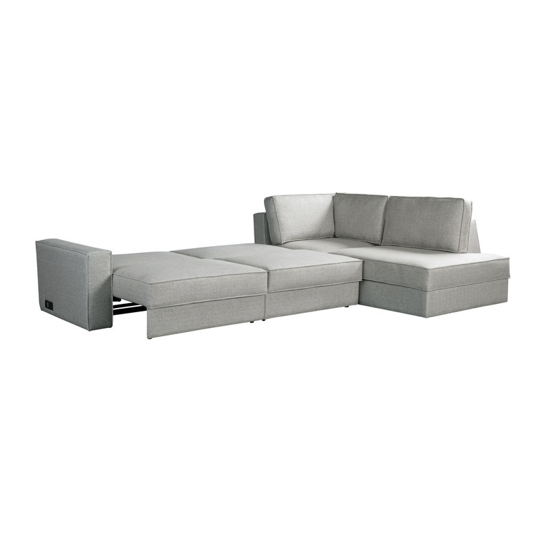 Canapé-lit modulaire faisant face à la droite avec accoudoirs carrés de performance à ressorts et accoudoirs à ressorts confortables Cod USB® 130,7 po Coddle®