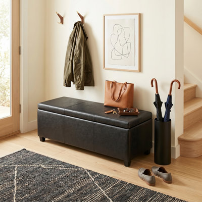 Avalon 48"W Upholstered Storage Ottoman Bench with Large Interior Storage