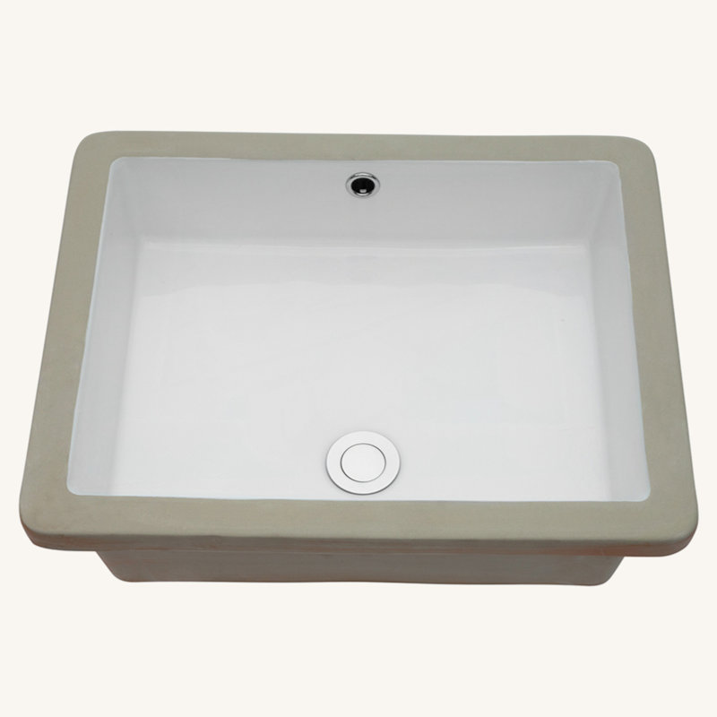 Lavabo de salle de bain rectangulaire encastré en céramique blanc avec trop-plein 20 po x 15,5 po