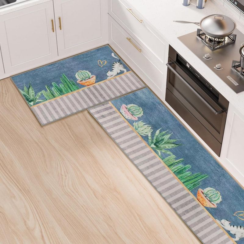 Abstract Anti-Fatigue Non-Skid Kitchen Mat, Rectangle 3'7" x 12'6"
