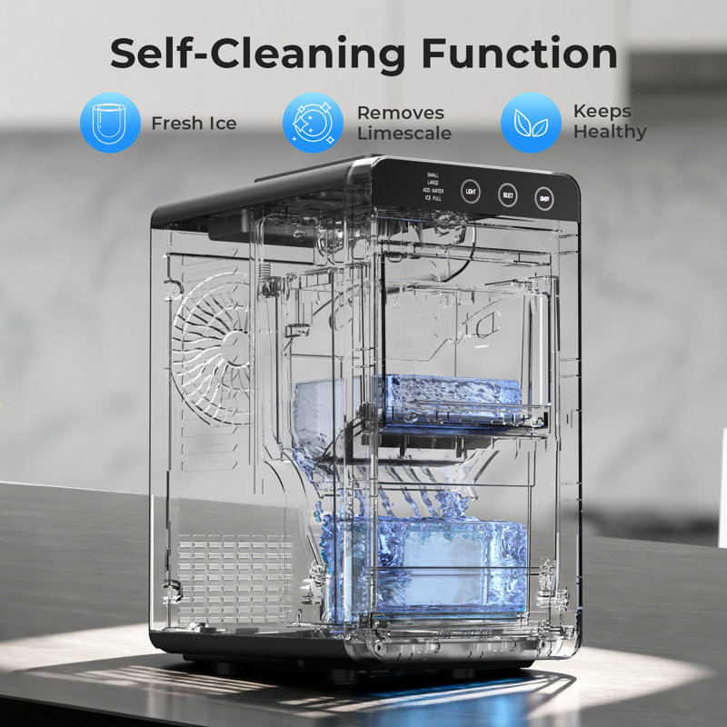 Electactic Bullet Ice Maker - 6Min Fast Ice, 11.8Lbs/24H, 2 Ice Sizes, Auto Self-Cleaning, Black