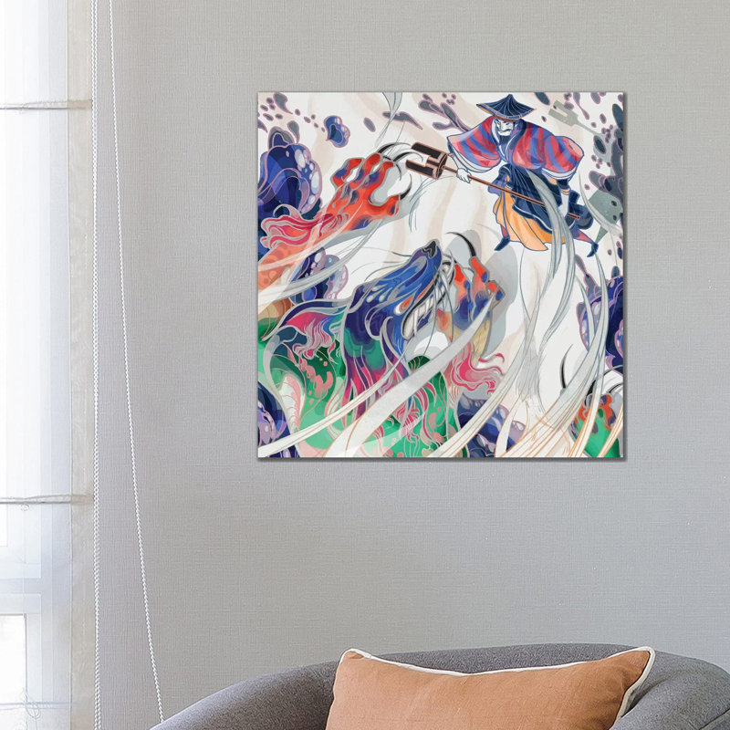 " Water Beast " by Sija Hong, No Mat, 26" H x 26" W x 1.5" D, Wrapped Canvas