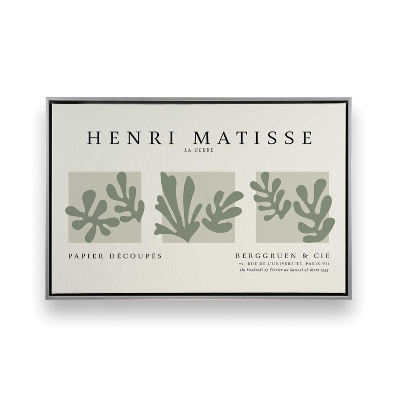 La Gerbe Trio Matisse, reproduction d'art sur toile encadrée, H 20,75 po x l 30,75 po, Chrome poli