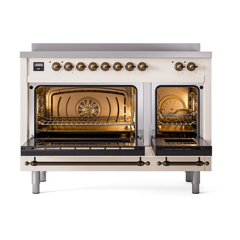 ILVE Nostalgie II Noblesse 48 in Induction Range, Antique White/Burnished