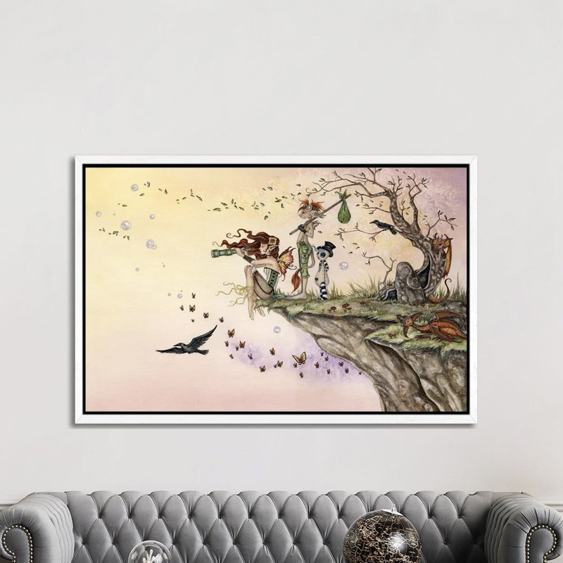 Where The Wind Takes You by Amy Brown - Print on Canvas, White Framed, 101.6cm H x 152.4cm W x 3.81cm D
