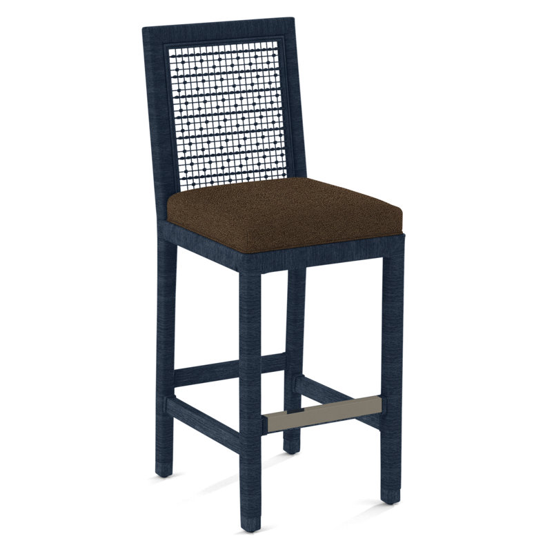 Pine Isle Bar Stool, Sunbrella Beige Stripe; 6204-74, Navy