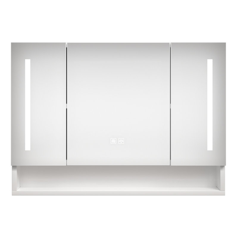 Armoire de rangement blanche pour salle de bain avec miroir et lumières à DEL - 39 po x 28 po, moderne, murale, imperméable, aluminium, blanc multi-pouces, lumières, compartiment à plusieurs niveaux