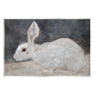 Lapin blanc, estampe numérique classique avec lettrage et doublure