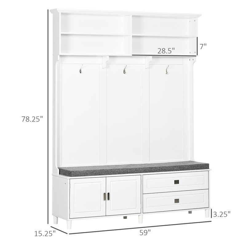 Hall Tree 78.25'' Wide with Bench and Shoe Storage