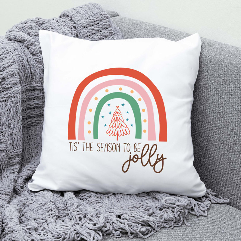 ChristmasRainbow-01 Reversible Throw Pillow, 14" x 14"