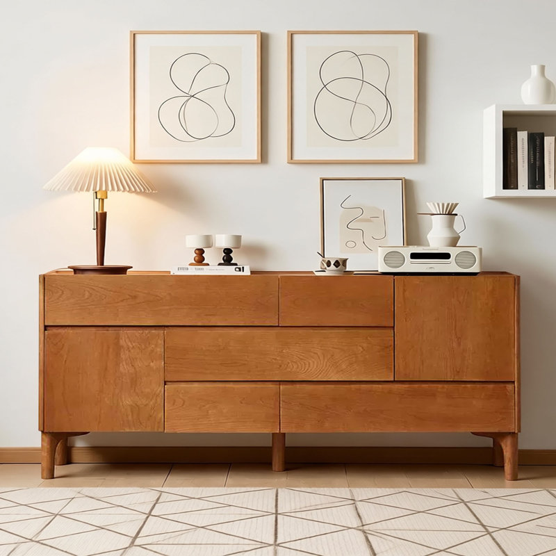 Solid wood multi-drawer design sideboard, 31.49" H x 78.74" W x 15.74" D