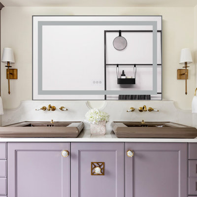 20"x28" Led Mirror Bathroom Vanity Mirror With Back Light,wall Mount Multifunctional Vanity Mirror,brushed Gold Aluminium Frame
