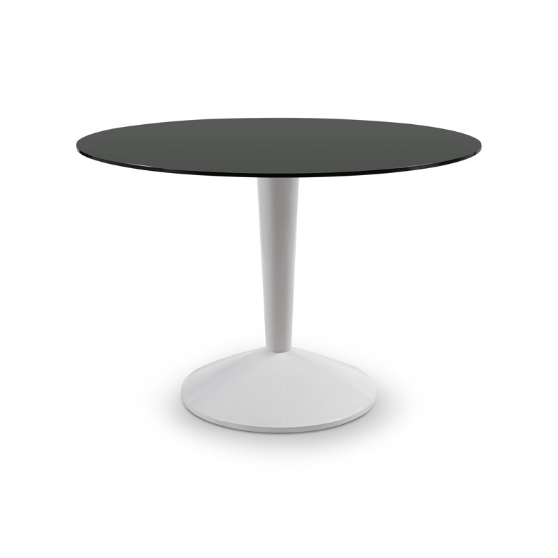 Fratar Round Glass Top Dining Table, White