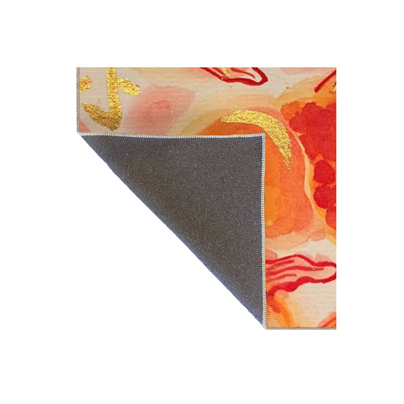 Tapis tissé à la machine à motif de poisson orange lavable à la machine, Rectangle 2 pi 6 po x 4 pi 11 po