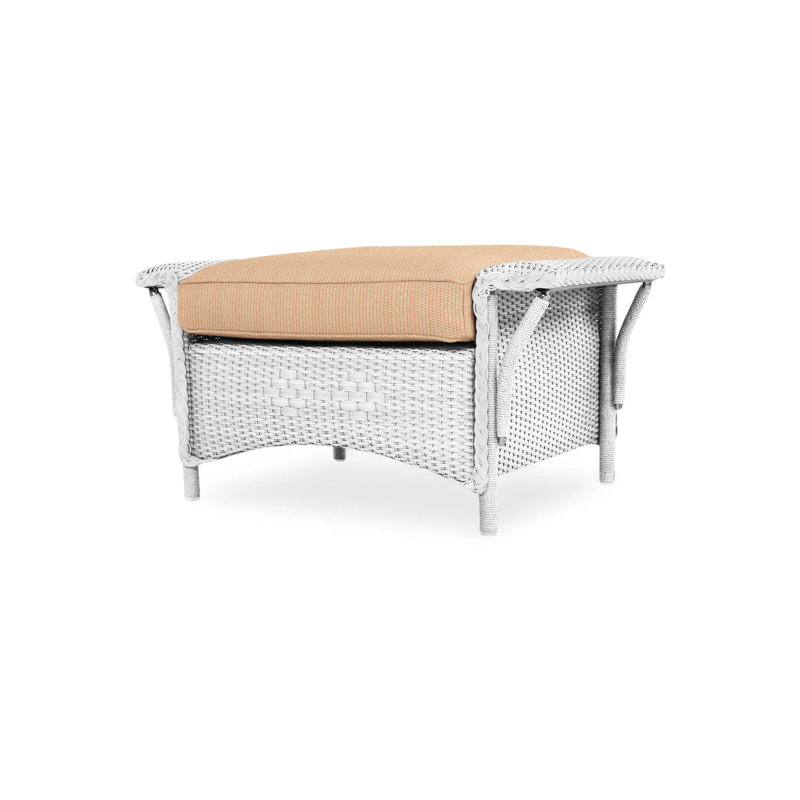 Nantucket Outdoor Ottoman, White, Rollo Linen