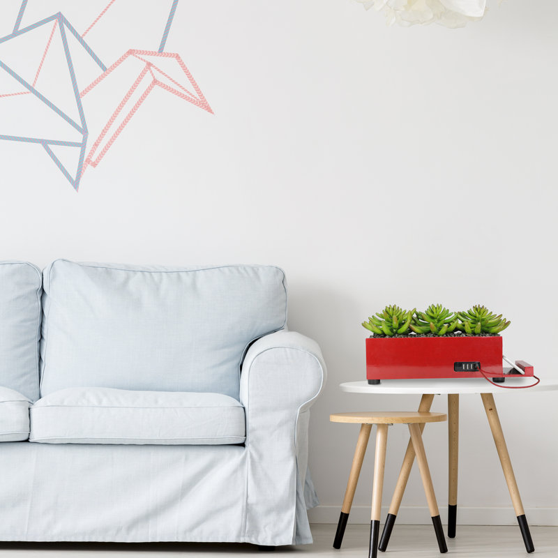 Plante grasse artificielle 17 po dans un vase décoratif, Rouge