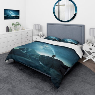 Blue/Black Microfiber Duvet Cover Set