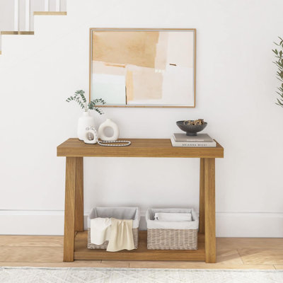 Console en bois massif avec rangement, 46 po