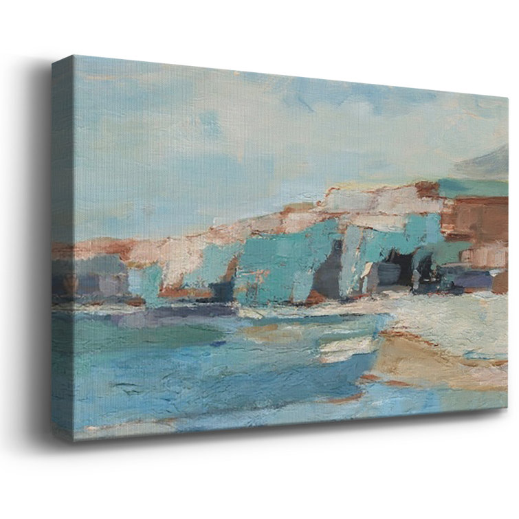 Wrought Studio Turquoise Cliff Wall II On Canvas Print | Wayfair Turquoise Cliff Wall II On Canvas Print