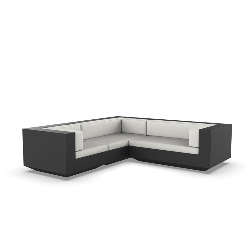Canapé modulaire d'extérieur avec coussins 102,25 po Vela, Taupe nautique, Noir