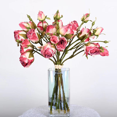 Artificial Farmhouse Peony Floral Arrangement In Vase, Long Stem Faux Flower With Faux Water For Dining Table Centerpieces, Home Wedding Party Decor Indoor