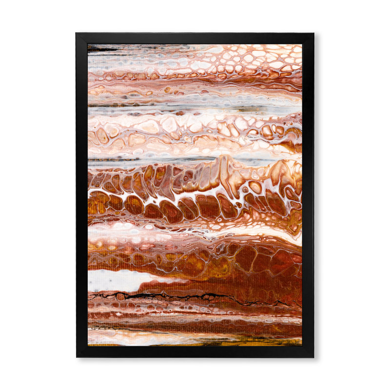 Art de formes organiques en marbre brun et noir - œuvre d'art moderne sur toile, H 12 po x l 8 po x P 1 po