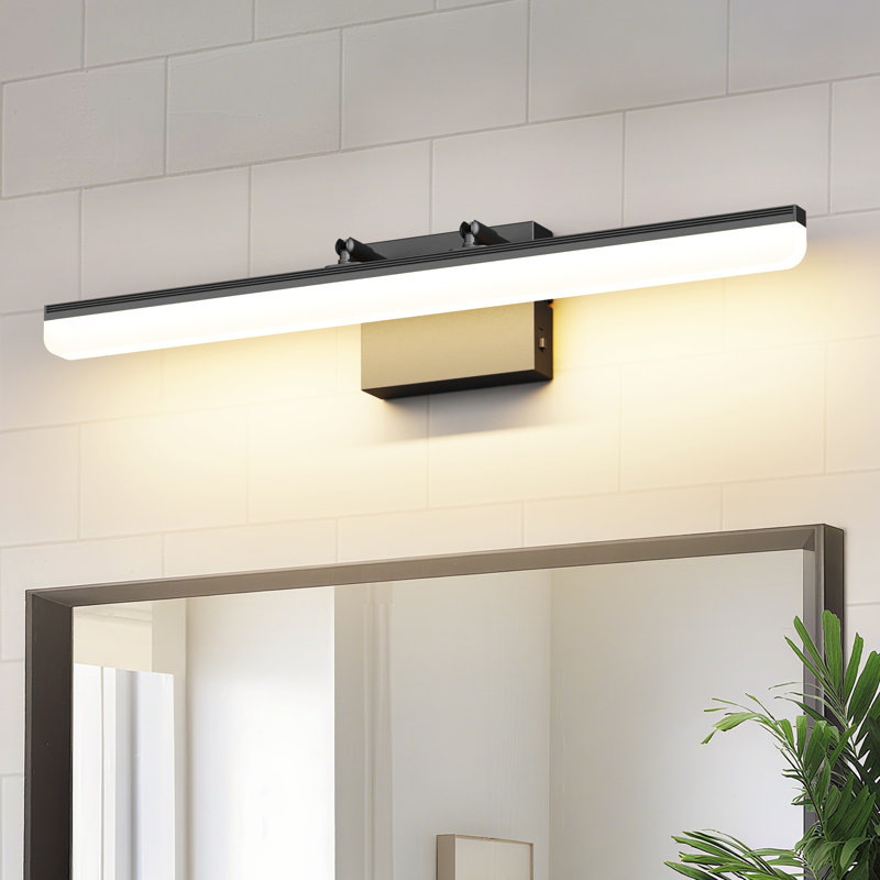 Barre de salle de bain à DEL 16 W à intensité variable de 16 po, 5 températures de couleur réglables, Noir mat
