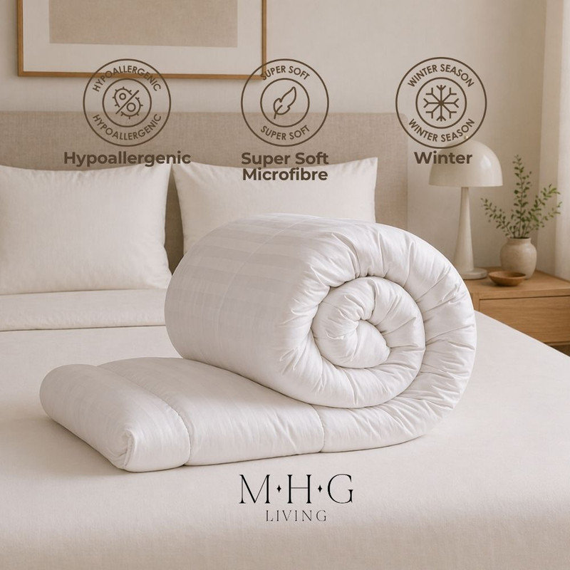 MHG Living Winter Microfibre Duvet 15 Tog with Breathable Hypoallergenic Hollowfibre Filling Cooling- Available Single/Double/King/Super King