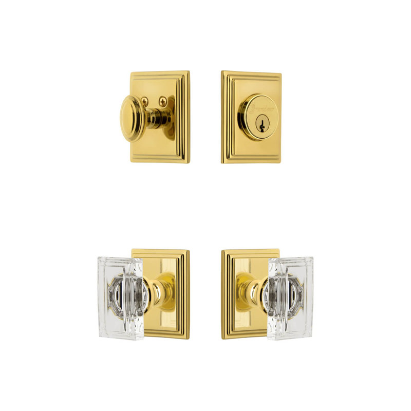 Ensemble d'entrée complet avec rosette carrée et bouton en cristal Carre, 2.375", Chrome brillant