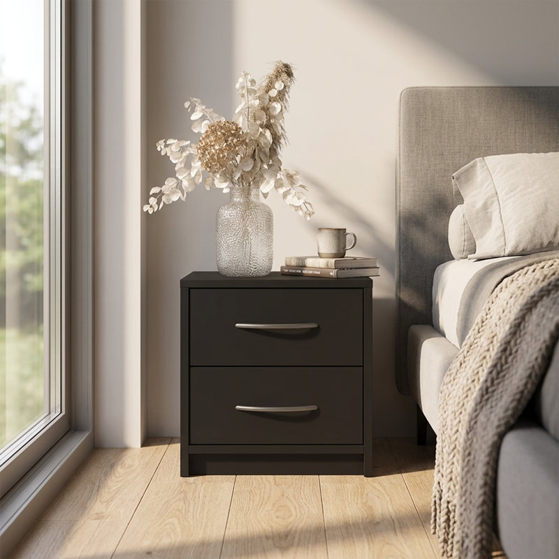 Wesseline 15.2" Nightstand with Matte Finish, Black