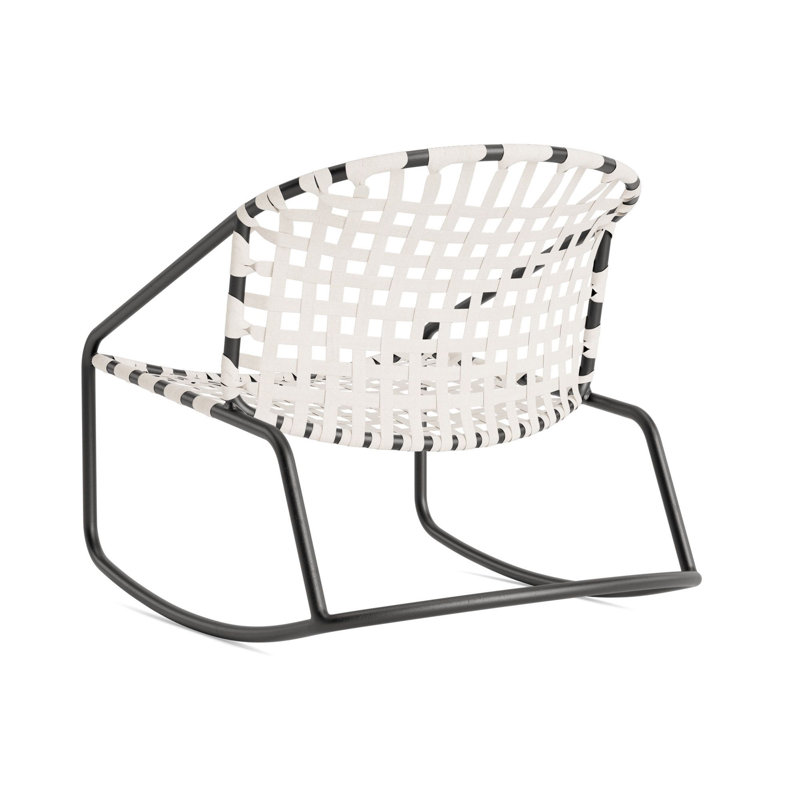 Kantan Outdoor Lounge Chair, Textured Pewter/White Suncloth Lace