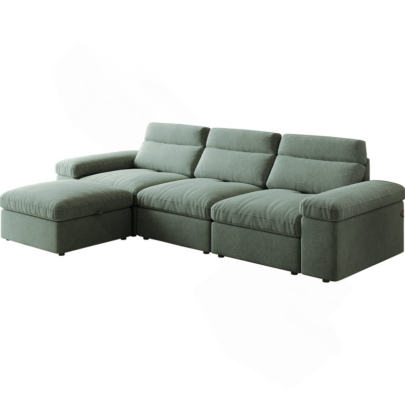 Comfortable And Functional Cotton And Linen Combination Sofa With Adjustable Down Backrest, Storage Space, Suitable For Living Rooms And Bedrooms