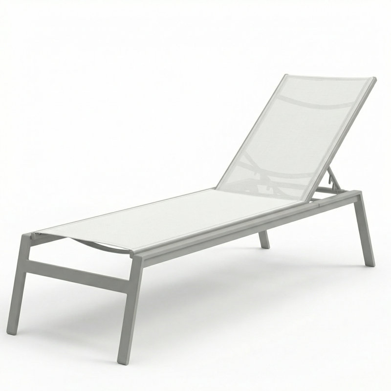 Chaise, White Sling/Matte Gray
