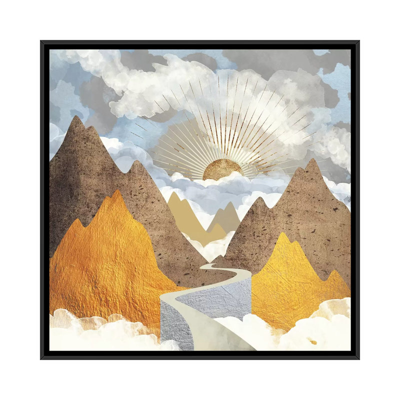 SpaceFrog Designs " Bright Future I " by SpaceFrog Designs, 18" H x 18" W x 1.5" D, Black Framed Canvas, No Mat