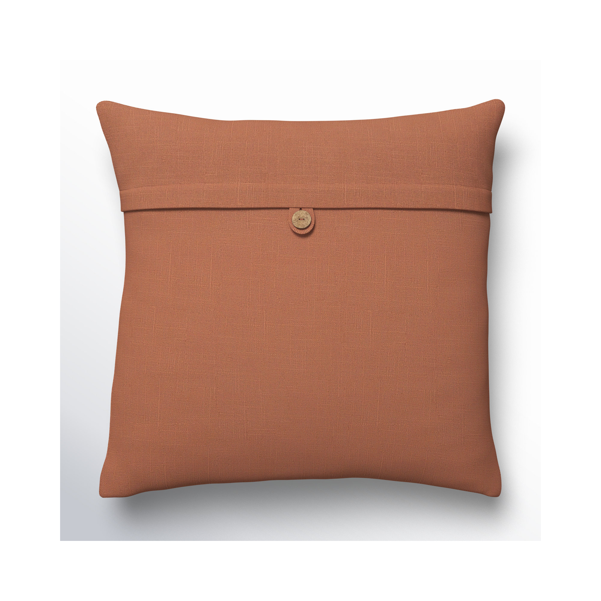 Leigh Buttons Cotton Throw Pillow, Down, 18" x 18", Brown
