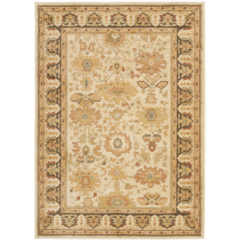 Tapis tissé à la machine en polypropylène crème / brun Lauren Ralph Lauren Nellwyn, Rectangle 9 pi 6 po x 13 pi